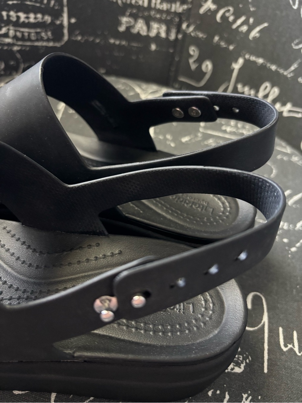 CROCS Women's Black Platform Double-Strap Sandal - Picture 5 of 7